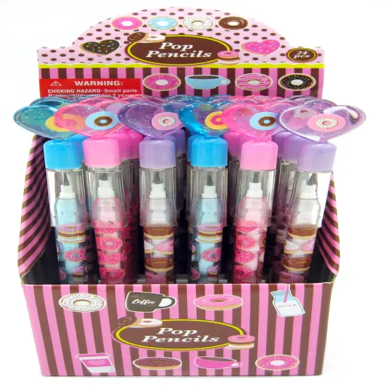 TINYMILLS 24 Pcs Donuts Multi Point Stackable Push Pencil Assortment with Eraser for Donut Party Favor Prize {1}
