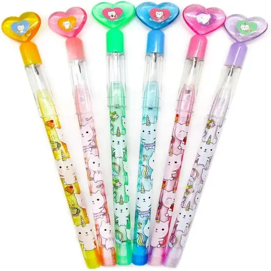 Tiny Mills 24 Pcs Unicorn Kitty Multi Point Stackable Pencil with Eraser {4}