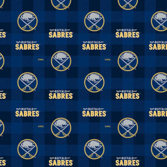 Sykel Enterprises NHL Team Fleece Blanket Fabric-Buffalo Sabers Buffalo Plaid Fleece Fabric {1}