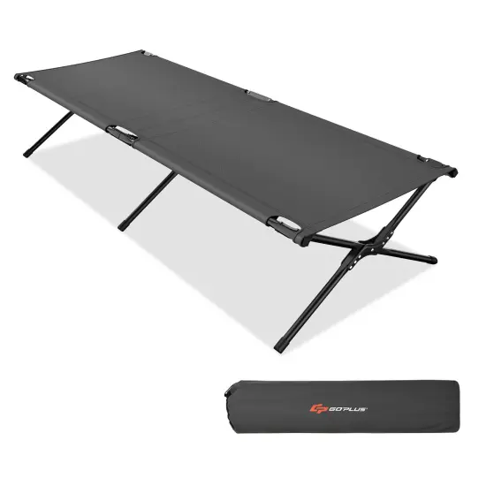 Adults Kids Folding Camping Cot Grey {2}
