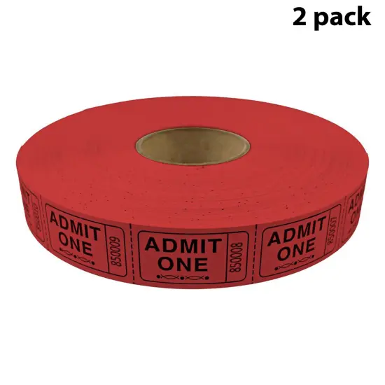 Tacticai 2000 Admit One Raffle Tickets &ndash; Single Roll, Consecutively Numbered &ndash; Perfect for Events, Entry, Fundraisers & Prizes &ndash; Available in 8 Colors Red {1}