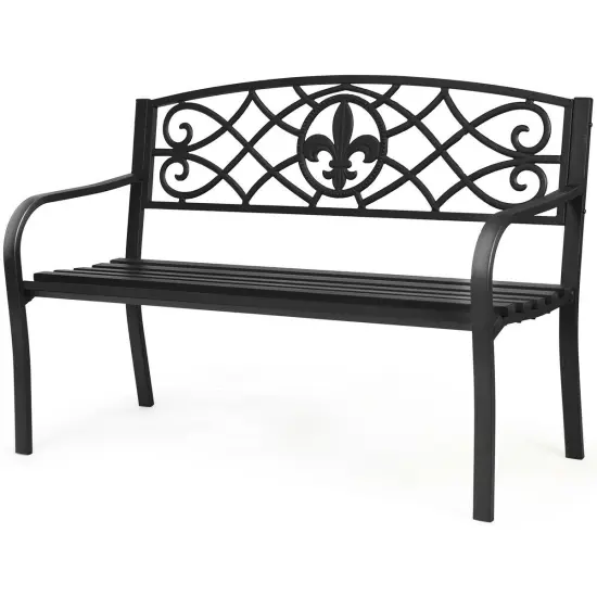 50 Inch Patio Heavy-Duty Metal Garden Bench {4}