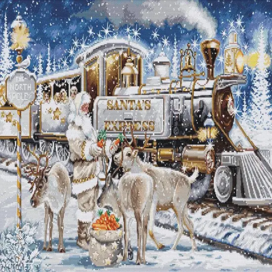 Santa's Express White BU5038L Counted Cross-Stitch Kit {1}