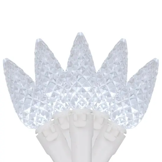 Northlight LED Faceted C6 Christmas Lights - Pure White - 23' White Wire - 70ct {3}