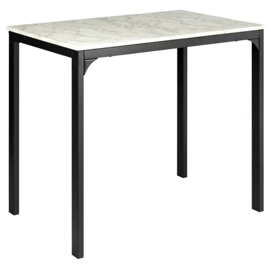 3 Piece Counter Height Dining Set Faux Marble Table White {3}