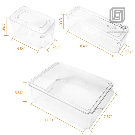 7 PCS Refrigerator Organizer Bins Food Containers with Various Size Storage Bins {5}