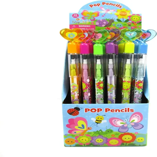 TINYMILLS 24 Pcs Spring Flowers Butterfly Multi Point Stackable Push Pencil Assortment with Eraser {2}