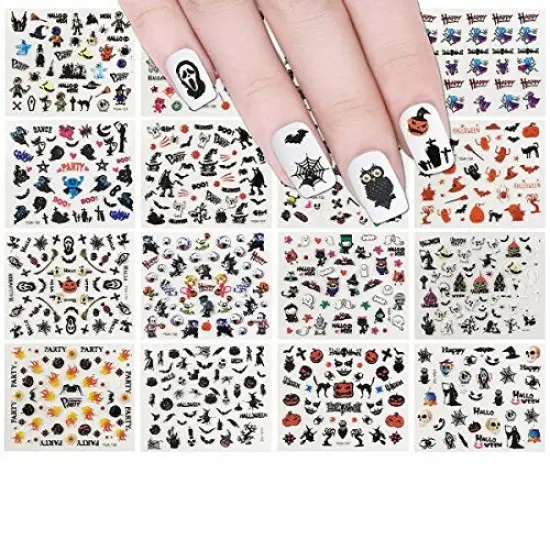 Wrapables Halloween Nail Stickers Nail Art Set Ghost Stickers Bat Nail Art (24 Sheets) {1}