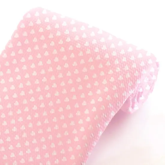 Light Pink White Hearts Bullet Fabric 1 yard {3}