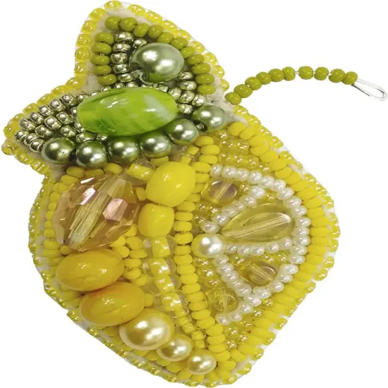 Beadwork kit for creating brooch Crystal Art Lemon BP-240C {1}