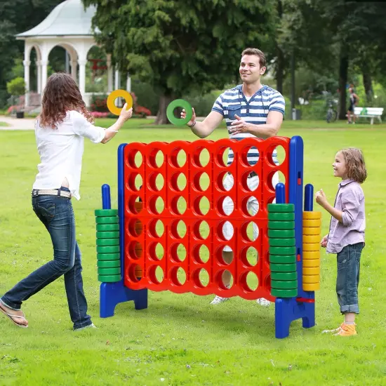 Jumbo 4-to-Score Giant Game Set with 42 Jumbo Rings and Quick-Release Slider Red {7}