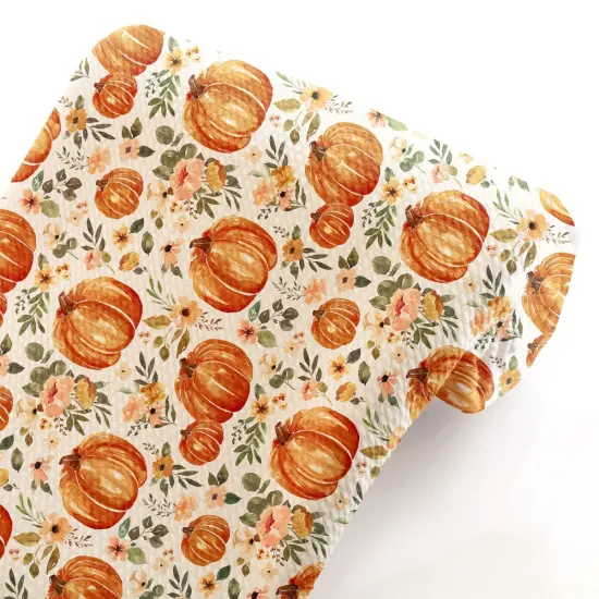 Fall Floral Pumpkins Bullet Fabric 1 yard {5}