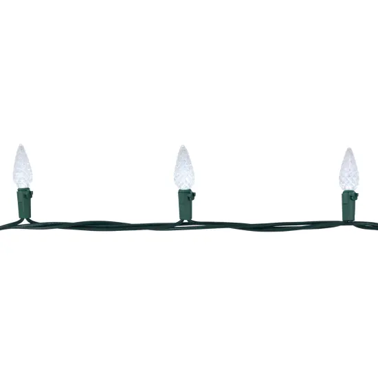 Brite Star LED Faceted C6 Christmas Lights - Pure White -11 ft Green Wire - 35ct {4}