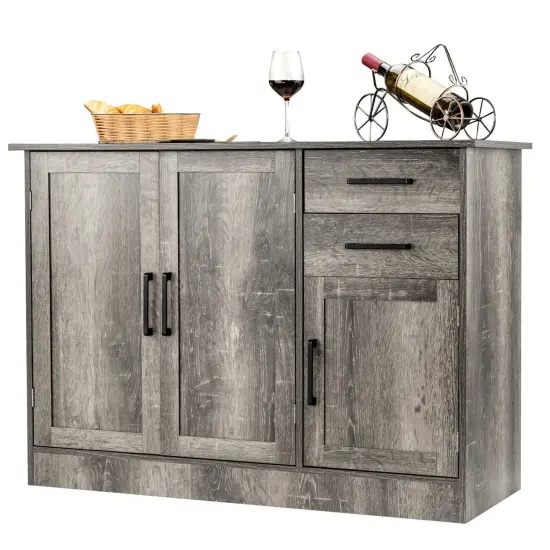Buffet Storage Cabinet Kitchen Sideboard with 2 Drawers Grey {4}