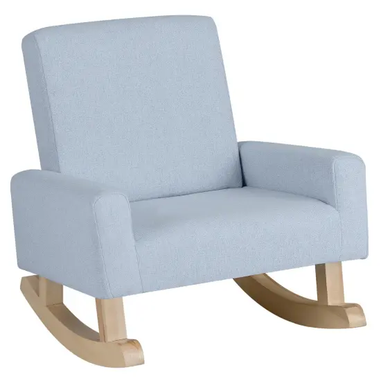 Kids Rocking Chair with Solid Wood Legs and Padded Seat Blue {1}