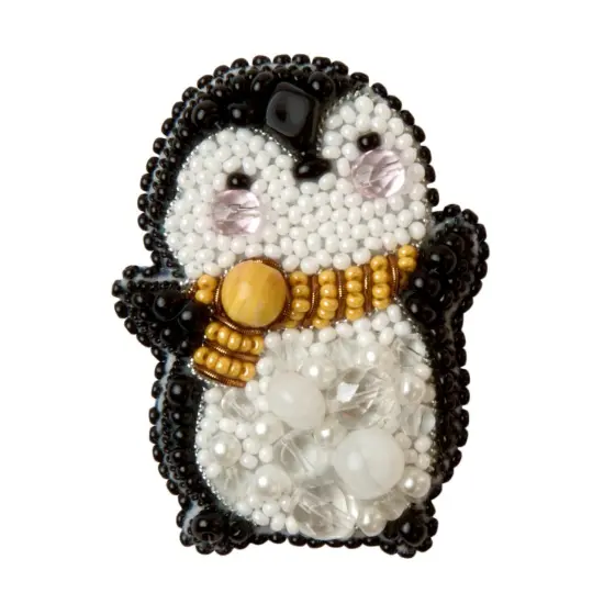 BP-297C Beadwork kit for creating brooch Crystal Art "Penguin" {1}