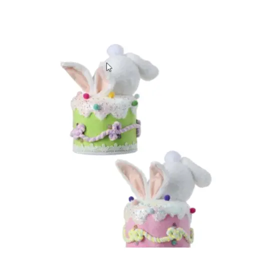 Set of 2 Furry Bunny Bottoms in Cake - 9.5" Styrofoam - White & Pastel Easter Decor - Foam Easter Wreath Attachments - MT26007 {1}