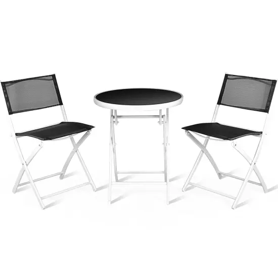 3 Pieces Patio Folding Bistro Set for Balcony or Outdoor Space Red {7}