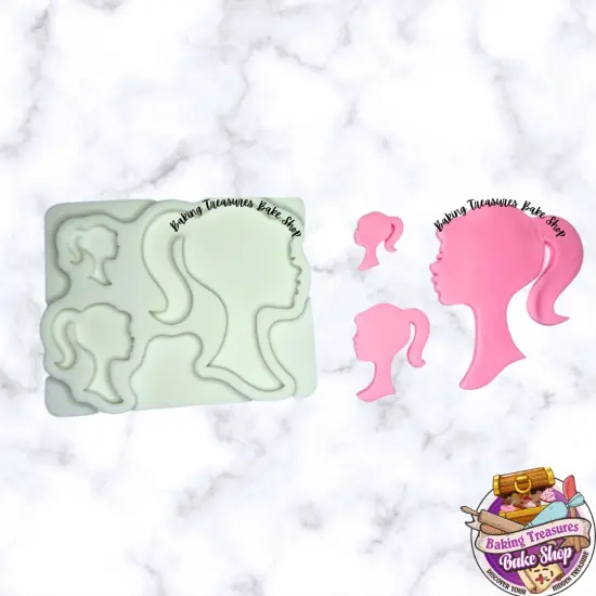 Doll Silhouette 3 Cavity Silicone Mold {1}
