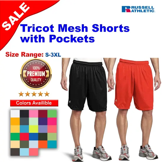 Russell Athletic&reg; Tricot Mesh Shorts with Pockets For Adult Navy {4}