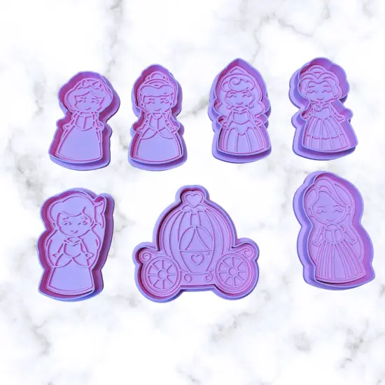 fairy Tale Princess andPrincess friends and Carriage Cookie cutter and stamps fondant cutter 4 princess {2}