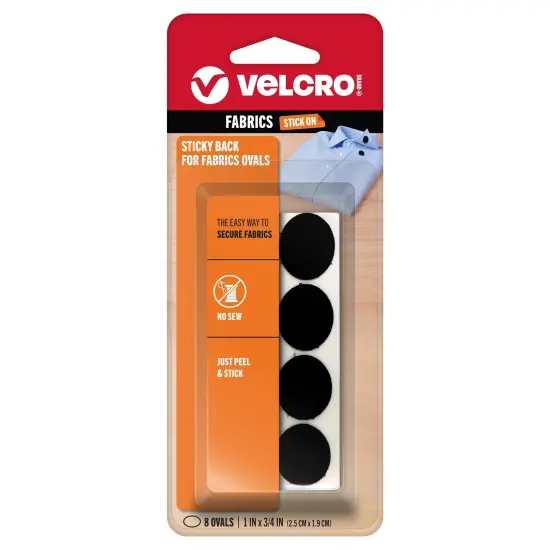 VELCRO(R) Brand Sticky Back For Fabric Ovals 1"X.75"-Black {1}