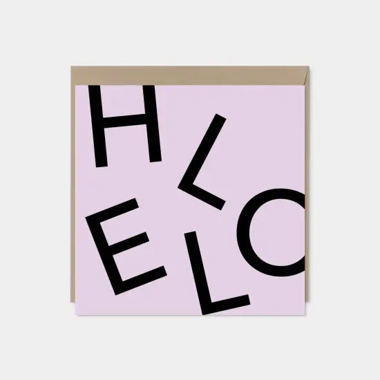 HELLO Square Greeting Card, Lavender, {1}