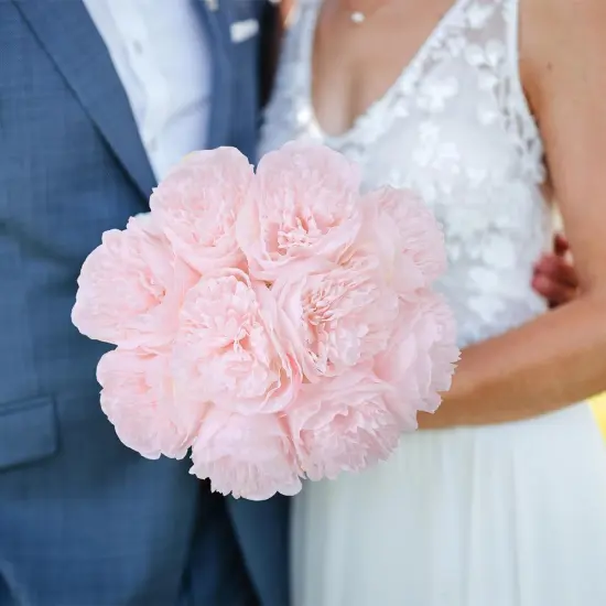 10Heads Artificial Peony Silk Flowers for Home, Wedding, and Party Decor Champagne {7}