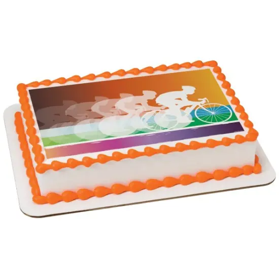 Cycling Edible Cake Topper Image 1/4 sheet {1}