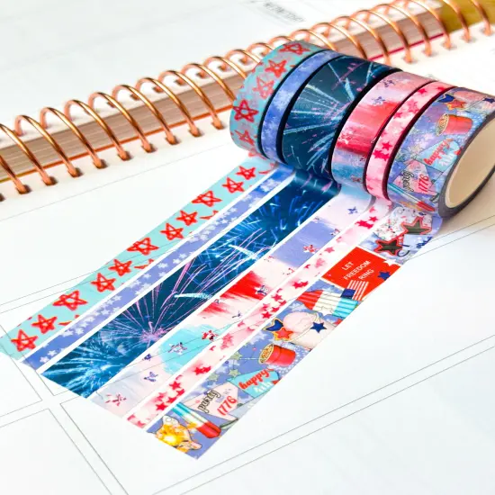 4th Of July Red White & Blue BBQ Party Stars Stripes Washi Tape Set July 2024 - W111 {4}