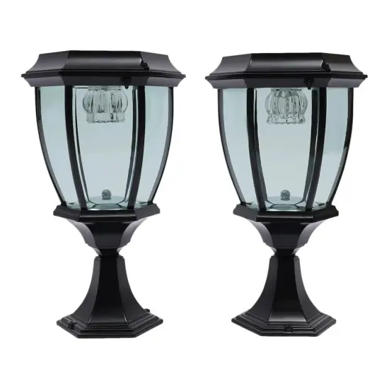 2-Pack Solar LED Post Light Lamp Yard Driveway Fence Outdoor Pillar Lights {1}