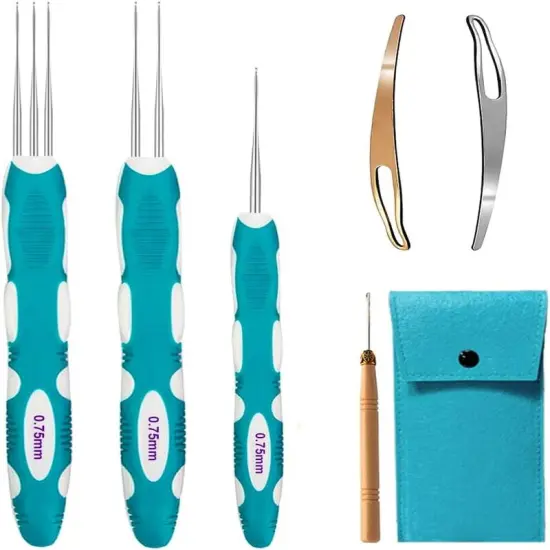 Dreadlocks Crochet Hooks with Ergonomic Handle,0.75Mm Hair Crochet Needle Blue {1}