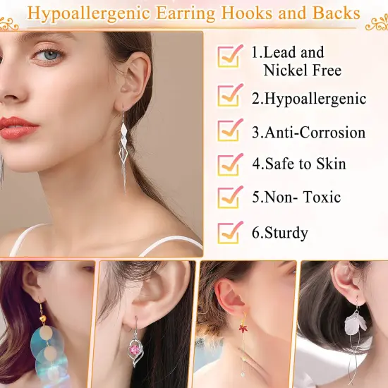 2000 Pieces Hypoallergenic Earring Making Kit, Earring Making Supplies Kit with Hypoallergenic Hooks, Earring Findings, Backs, Pins Jump Rings for Jewelry Making Supplies {4}