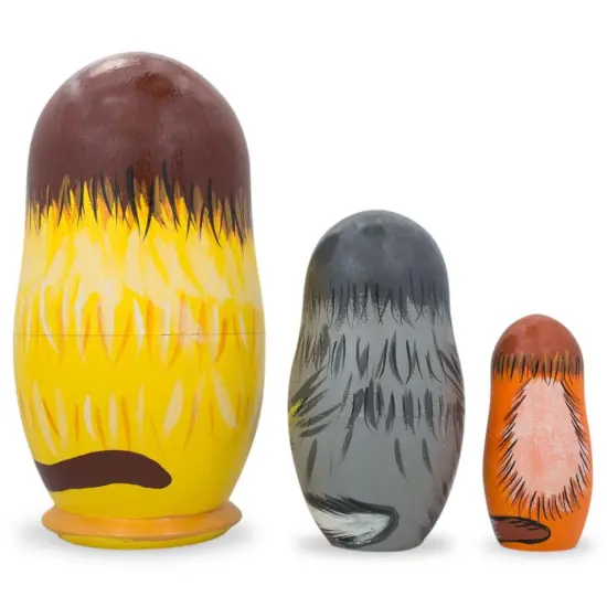 Set of 3 Cats with Milk and Fish Wooden Nesting Dolls 4.25 Inches {3}