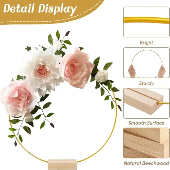 Metal Floral Hoop Wreath Centerpiece Table Decorations with Place Card Holders, Gold Craft Hoop Rings for DIY Wedding Decorations, Wall Hanging Crafts, and Dream Catchers {4}