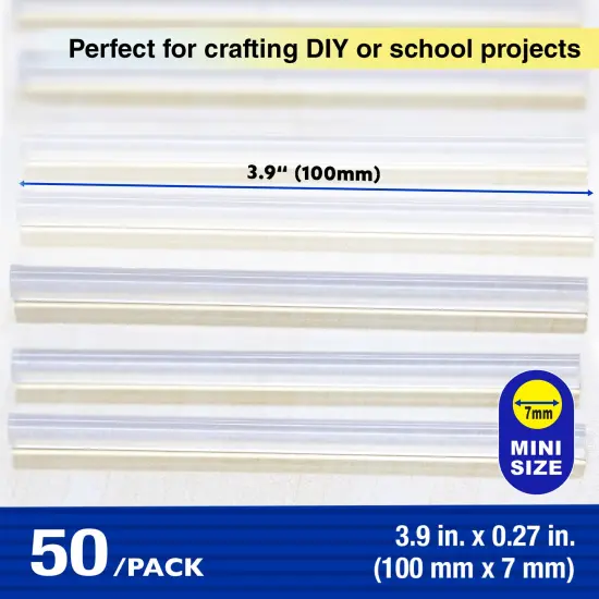 BAZIC Hot Melt Glue Sticks Dual Temp. Mini Size 3.9" x 0.27" (50/Pack) {2}