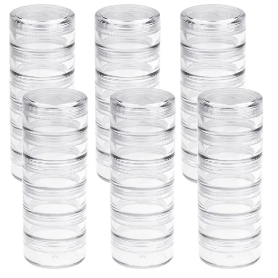 6 Sets 6 Layer Stackable Plastic Containers, 10G/10ML Clear Cosmetic Storage Box Round Organizer Jars for Beads, Buttons, Small Jewelry Findings {2}