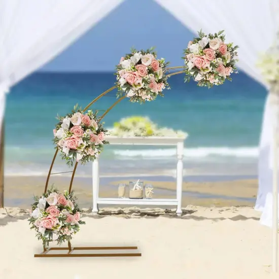 6.5ft Metal Crescent Moon Arch Wedding Party Plant Climbing Backdrop Stand Rack {3}
