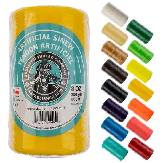 Gudebrod 70lb. 5-Ply Artificial Sinew Thread, 300yd. | Made in USA Yellow {1}