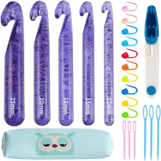 10Pcs Crochet Hooks Set,Small Crochet Hooks,Lace Crochet Hooks Set,Ergonomic Handle Lace Crochet Hooks Set for Arthritic Hands (0.6Mm-2.75Mm) Purple {1}