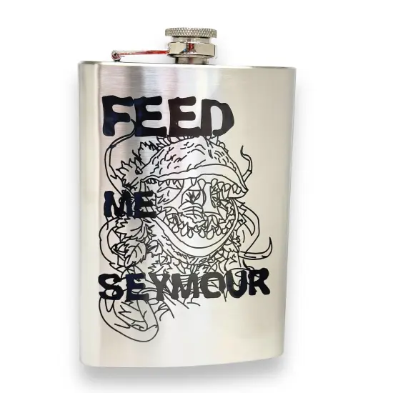 8oz Feed Me Seymour Stainless Steel Flask {1}