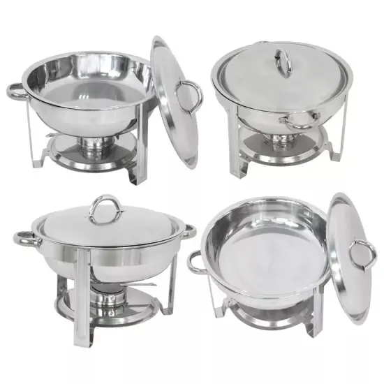 4 PACK Catering Stainless Steel Chafer Chafing Dish Sets 5QT Party Dinner Pack {1}