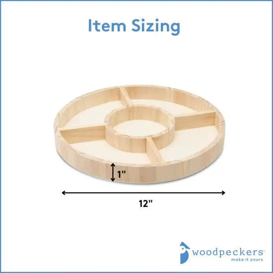 DIY Round Wooden Divided Serving Tray, Multiple Sizes, 5 Sections for Party | Woodpeckers {4}