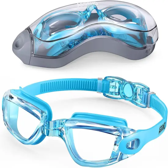 Swim Goggles, Swimming Goggles No Leaking Full Protection Adult Men Women Youth Sky Blue {1}