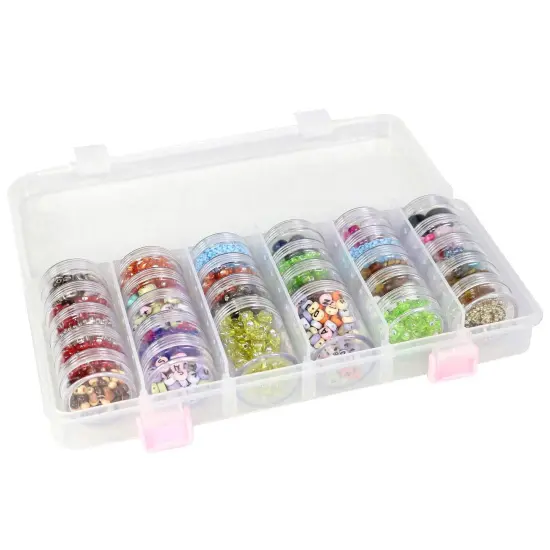 Large Plastic Bead Storage Organizer Box, 28 Jars - Containers for Beads & Supplies - Organizers for Craft, Art, Painting - Plastic Container Case for Organization {2}