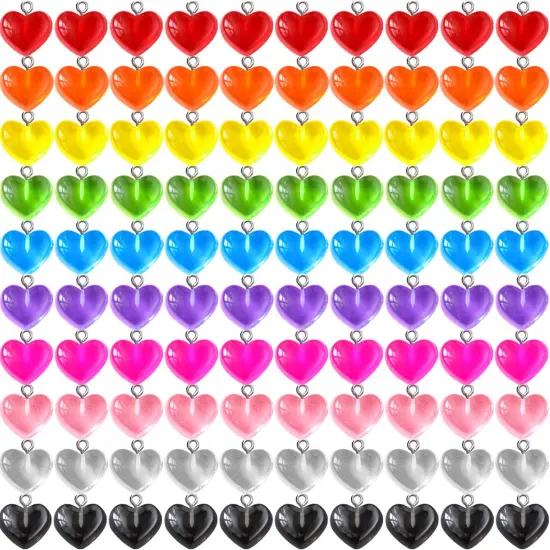 50 Pieces Gummy Heart Charms Pendant Colorful Love Heart Candy Valentine's Day Pendant Charm Keychains Necklace Earring Pendant for DIY Jewelry Crafts Supplies {2}