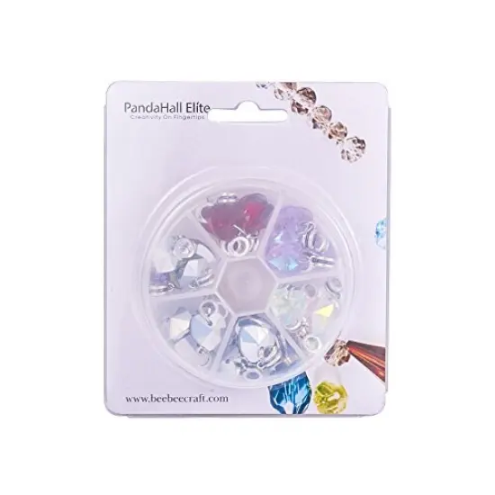 30 Pieces 6 Colors Heart Glass Charms Faceted Heart Pendants Valentine Charms Crystal Dangle Charms with Bail Hanger Large Hole Beads for Wedding Mother Necklace Bracelets Making, Hole: 5mm {3}