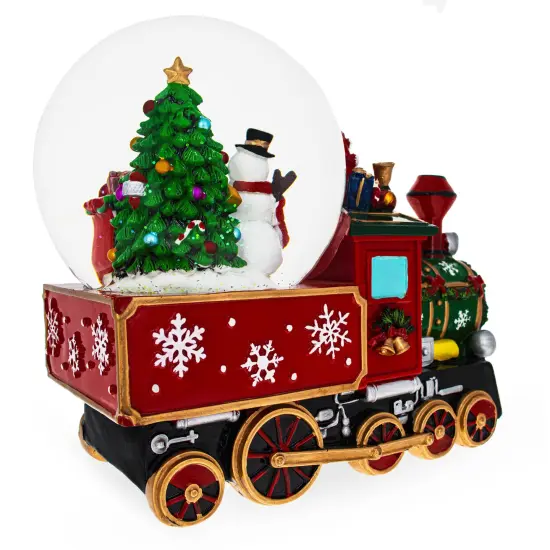 Santa Train Express Delivering Tree Musical Water Globe {5}