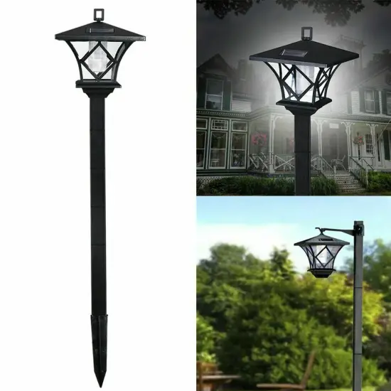 Solar Power Light Lamp Post Lantern 2-in-1 Yard Stake Outdoor Garden Lighting 5' {5}