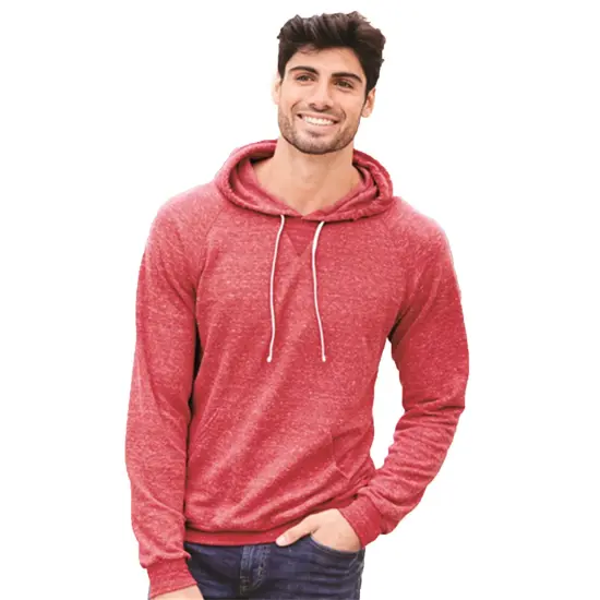 JERZEES&reg; Snow Heather French Terry Raglan Hooded Sweatshirt Red {4}